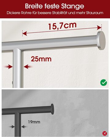 Вешалка для одягу на колесах, з полицею та широкою перекладиною, 116 x 43 x 150 см, сріблястого кольору