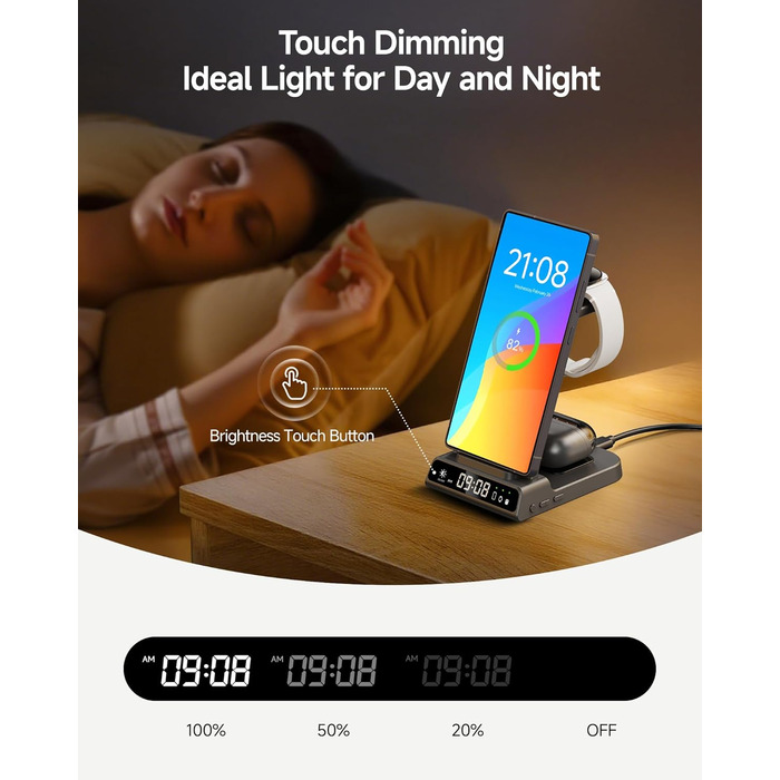 Бездротова зарядка leQuiven 3-в-1 для Samsung Galaxy S25 Ultra, S24, S23, Z Fold/Z Flip 7, Galaxy Watch 8/7/6/5/4, Galaxy Buds3 Pro (Tech Grey)