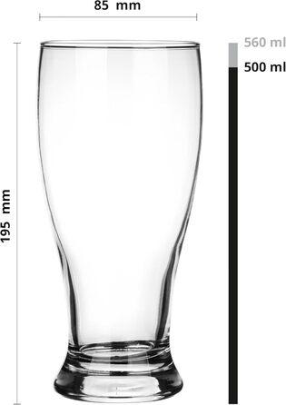 Набір келихів для пива Glasmark KROSNO 1992, 4 шт, 500 мл, для пшеничного, світлого пива, прозорі, 8.5x19.5 см