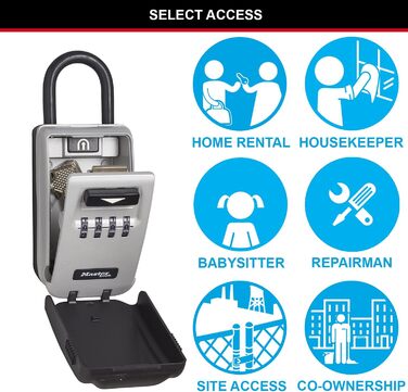 Сейф для ключів Master Lock з кріпленням на стіну, зовнішній, 12.6 x 7.2 x 5.2 см, з підсвічуванням та бугелем