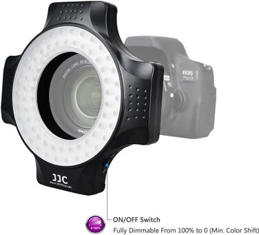 JJC LED кільцевий світловий прилад (кольцевий блиск) для DSLR камер Canon, Sony, Nikon, Olympus, Fuji - 60 LED, дифузор, адаптери 49-67mm