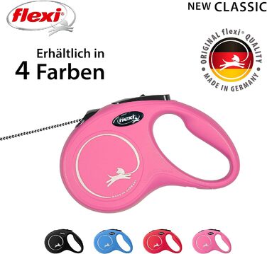 Стрічка для собак Fexi Neon-Hundeeine з світловідбиваючим елементом, ергономічна, не заплутується, 4.8 м, кольори Neon/Чорний (рожевий, Small)