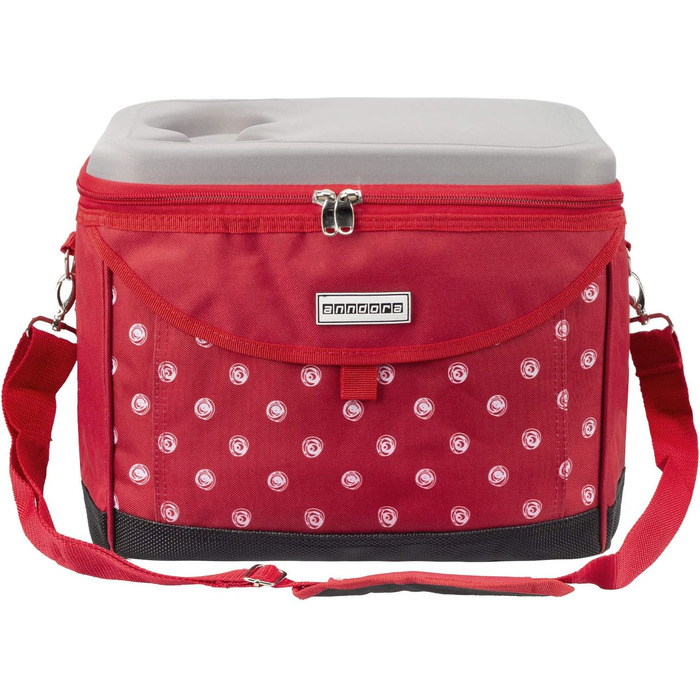 Термосумка Anndora 22L для пікніка, 35 x 24 x 27 см, червоно-біла в горошок