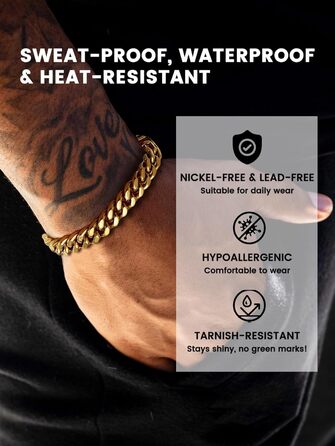 Чоловіча ланцюжок-браслет Bestyle з нержавіючої сталі, 5/7/9/12.5 мм, 19/21/23 см, стилі Miami, з подарунковою коробкою