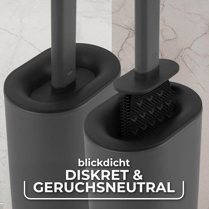 Щітка для унітазу Vileda Silikon з нержавіючою сталею – гігієнічна та довговічна, з гнучкою головкою та 2 зонами очищення