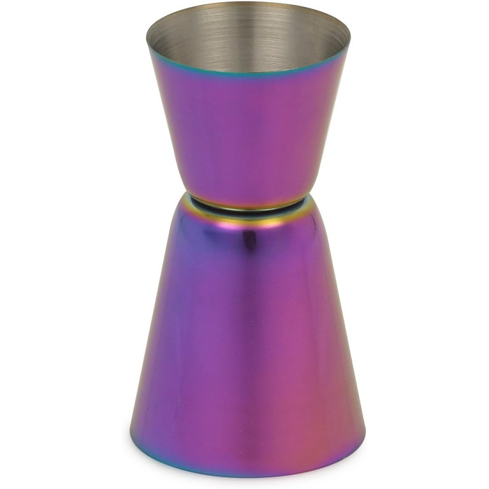 Homiu Stainless Steel Cocktail Shaker Set (550ml) with Rainbow Design, shimmering stainless steel, 5-piece: strainer, 2 jiggers (15/30ml)