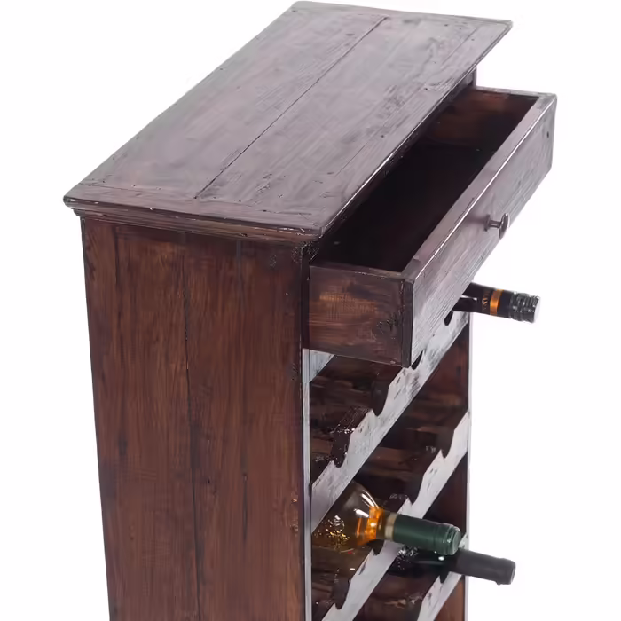 Rustic Wine Rack Cortez 85 | 85x55cm (H x W) Solid Wood | Bottle Shelf, Wine Bottle Shelf made of Wood, Beverage Shelf with Drawer | Color: 03 Dark Brown