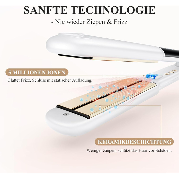 ANLAN 2-в-1 випрямляч та завивачка для волосся, професійний іонізатор, антистатичний, з червоним та інфрачервоним світлом, для гладкого та блискучого волосся, керамічне покриття 150-230°C, LCD-дисплей