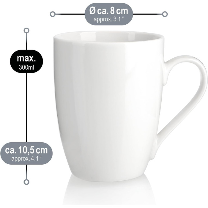 Набір керамічних чашок Com-Four® 6 шт. 350 мл - чайник для гарячих та холодних напоїв, 12 шт. - сучасний дизайн, кольорові ручки, блакитний/зелений/сірий