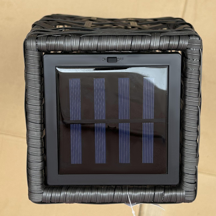 Outsunny Solar LED Garden Light with Rattan and Light Sensor, Grey, UV-Resistant for Outdoor Use