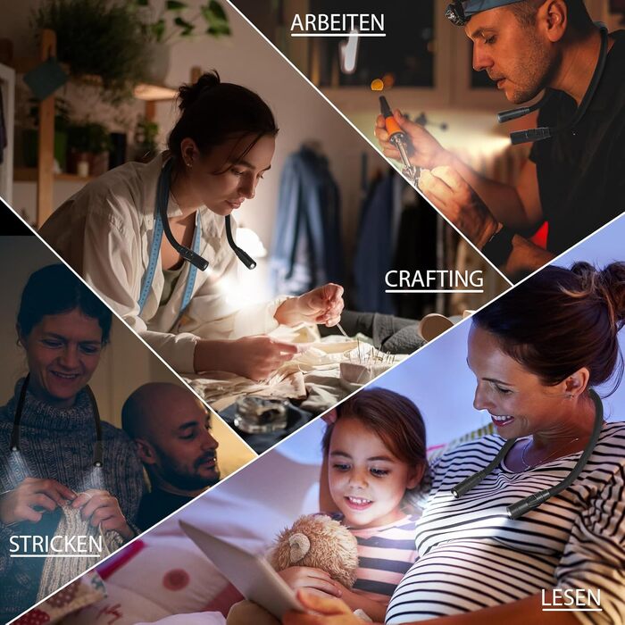 Настільна лампа LUXJET на шиї, LED, акумуляторна, 3 кольори, регулювання яскравості, для читання, рукоділля, ремонту, чорна, 3 режими (3000K-6000K)