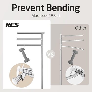 Підставка для рушників KES Gold на ніжці, з мармуровою основою, з нержавіючої сталі 18/8, 3-х секційна, полірована, BTH219-BZ