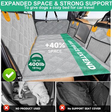 Loiion Dog Car Seat Cover - Waterproof & Protective Back Seat Liner for Cars, SUVs & Trucks - Durable, Non-Slip, Hard Bottom - Grey