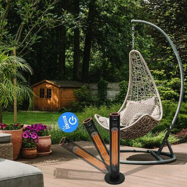 Інфрачервовий обігрівач Climative 2500W з 9 рівнями, IP65 для тераси та приміщення, настінний, з пультом та таймером, чорний (Aura)