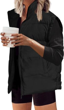 Жіноча велика пухова жилетка SenSeryse, стегана, з блискавкою, об'ємні куртки, верхній одяг з кишенями, чорна