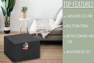 Складаний гостьовий матрац Badenia Trendline XXL, поліестер, 196x65x15,5 см, комфортна висота 15 см, плюшевий чохол, сертифікат OEKO-TEX, чорний, для двох, німецька якість