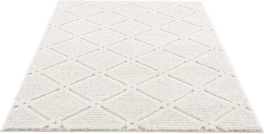 Килим для вітальні та спальні, кремовий, 120x170 см, з малюнком ромбічної форми, 3D-ефект, килим під ліжко, бохо, сканди (кремовий, в клітинку, 200x290 см)