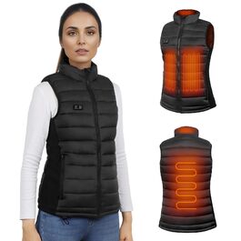 Обогревна жилетка для жінок, жилетка з підігрівом, акумуляторна жилетка, жилетка з підігрівом, жіноча жилетка, з акумулятором 10000 mAh, до 8 годин тепла, 3 режими нагріву, легка система обігріву тіла для зими та активного відпочинку, чорний колір