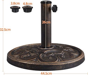 Yaheetech Umbrella Stand Balcony Umbrella Stand Market Umbrella Stand Umbrella Base Umbrella Stand for Umbrella Poles up to 38 mm / 48 mm, Bronze