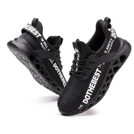 Черевики робочі Furuian для чоловіків та жінок, легкі, спортивні, дихаючі, зі сталевим підноском, антиковзкі, фітнес-кросівки, чорні, 38.5 EU