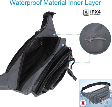 Водонепроникна поясна сумка-бананка для чоловіків та жінок. Багатофункціональна сумка на пояс з блискавкою. Підходить для подорожей, походів та активного відпочинку (Сірий)