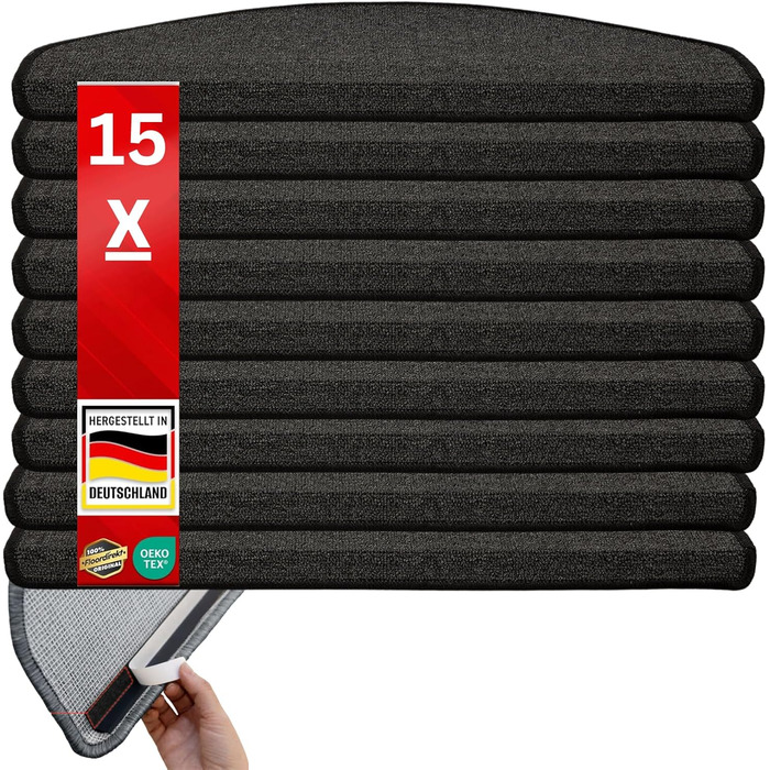 Сходинкові килимки ETM London: набір 15 шт. (65x23 см, антрацит)