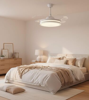 Вентилятор стельовий Bel Air Asgard 108 см з LED підсвіткою, дистанційним керуванням та зимовим режимом (білий)