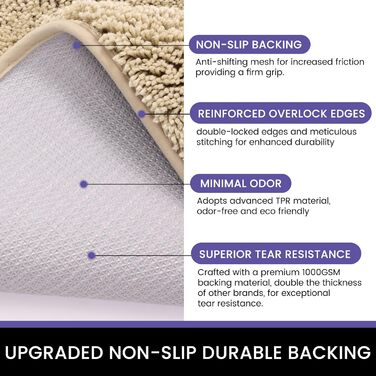 Килимок для дому 50x80 см, антиковзаючий, миючий, низький профіль, супер вбираючий, для брудних лап собак, бежевий