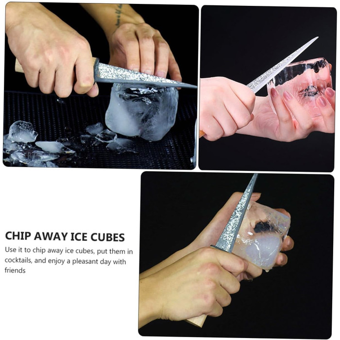 SHOWERORO Ergonomic Ice Tool Portable Ice Crusher for Bartenders Ice Crushing Tool Made of Refined Steel and Wood Ice Pick for Drinks Conical Ice Pick Ice Breaking Tool