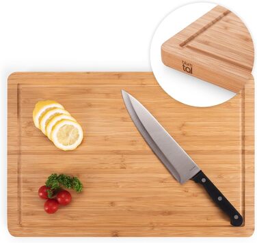 Blumtal Bamboo Cutting Board Wood made from 100% Bamboo XXL - 2cm thick wood board antibacterial - solid cutting board with juice groove - wooden cutting board 45x30x2cm - alternative to plastic cutting board