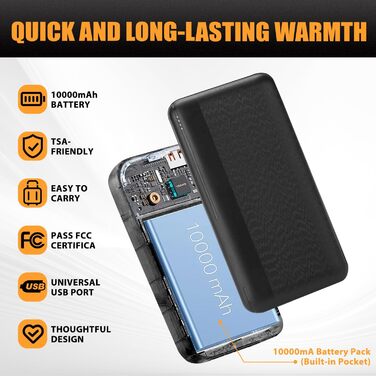 Обогревна куртка з Powerbank, легка та перезаряджувана, для чоловіків та жінок (XL)