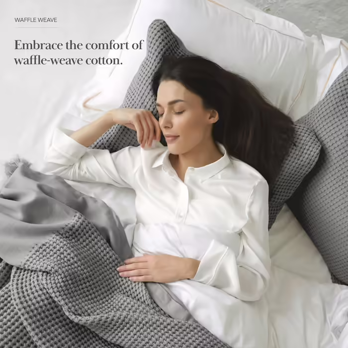 100% Cotton Pillowcases, Waffle Weave, 2-Pack, ultra-soft, cozy, and breathable, for Standard and King-size pillows, luxurious bed and pillowcases, durable and stylish, made in
