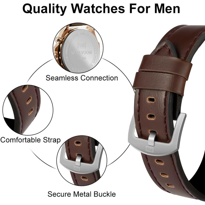 Годинник чоловічий OFF-CUP з датою, кварцовий хронограф, коричневий ремінець з натуральної шкіри. Елегантний аксесуар для чоловіків, casual та business стилю. Прекрасний подарунок.