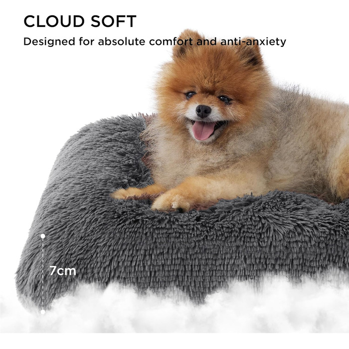 М'яке ліжко для собак BEDSURE великих порід - 104x69x8 см, миється, з антиковзним дном, (L 61 x B 45 x H 7 см, темно-сірий)