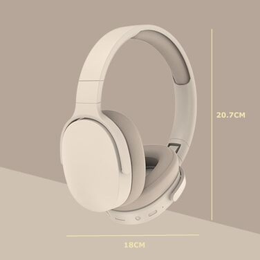 Беспроводные наушники HiFi Bluetooth с микрофоном, складные, шумоподавление, для спорта и путешествий (Бежевый)