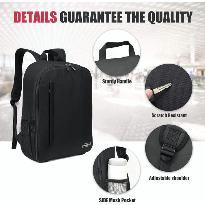 Водонепроникний рюкзак для камери Cwatcun: професійна сумка для фотоапарата, сумісна з Sony, Canon, Nikon, з відділенням для штатива (2.0, 3.0 л, чорний)