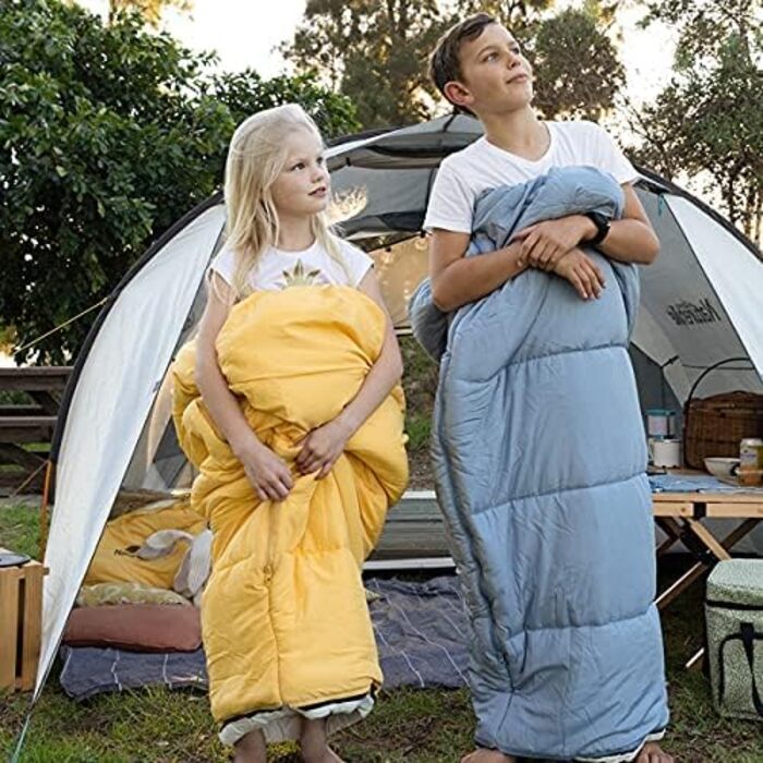 Дитячий спальний мішок Naturehike C180 жовтого кольору для кемпінгу, подорожей, літа, весни, осені - бавовняний, легкий та теплий