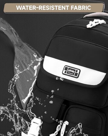 Шкільний рюкзак для підлітка: містка модель для дівчаток 3-5 класів, для середньої та старшої школи, зручний для подорожей та відпочинку (чорний)