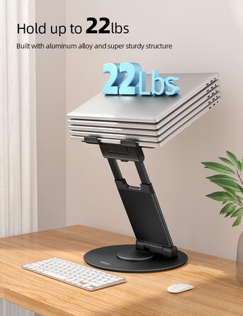 Adjustable Laptop Stand - 360° Swivel Base - Holds 10-17