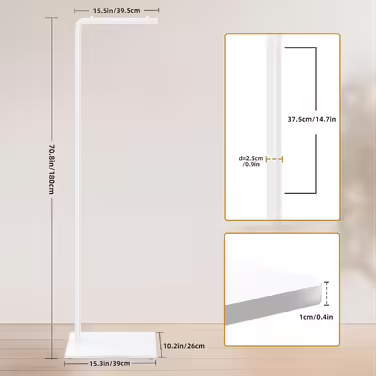 Metal Clothes Rack, White Coat Rack, Coat Rack with Slate Shelf, Suitable for Clothes, Hats, Bags, Living Room, Bedroom, Office, 178CM high