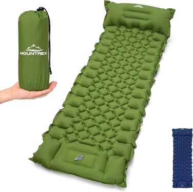 MOUNTREX Isomatte - туристичний килимок, надувна матрац для кемпінгу, 700г, з насосом, компактний, самонадувний, зелений