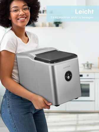 2024 Ice Maker Test Winner - 14kg Capacity, Fast Ice Production, Quiet Operation, 120W with Scoop & Basket - Compact Ice Maker for Home & Office (Silver)