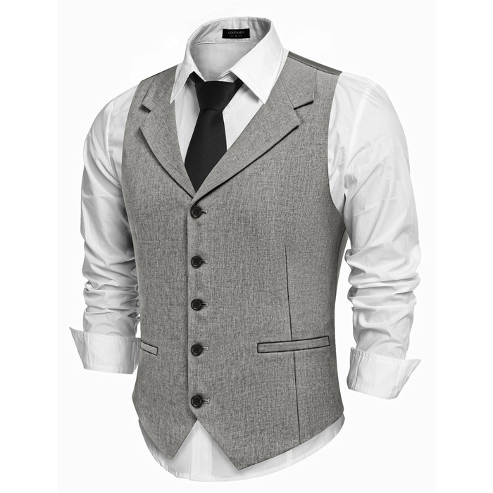 Жилет чоловічий COOFANDY, вузький крій, лаконічний дизайн, сірий