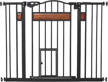 Захисне ворота PawHut для дверей та сходів: безпечне собаче ворота з автоматичним закриттям та подвійним замком, 93x76,2 см, чорний