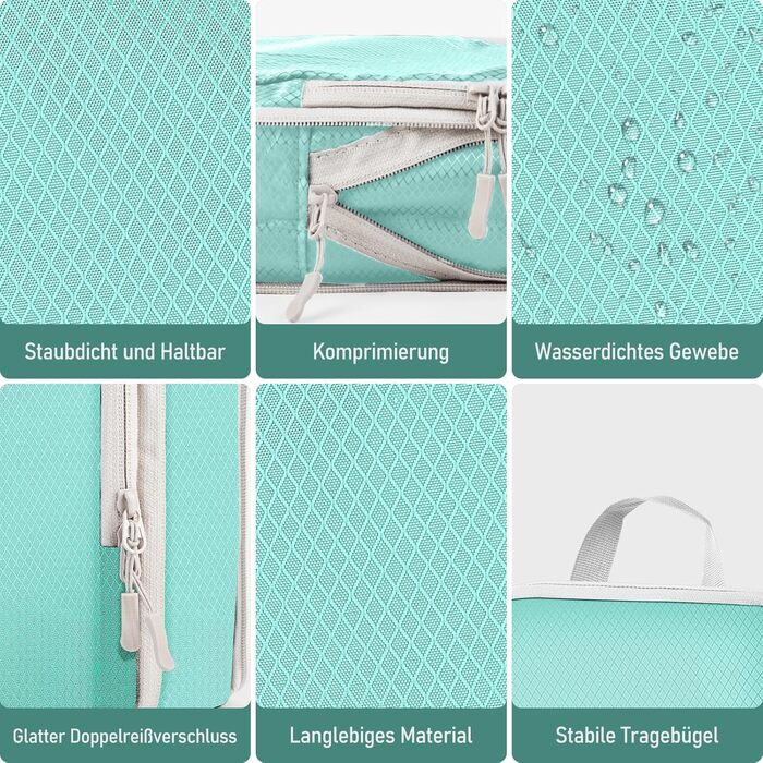 Органайзер для валізи Kompression: набір кубів для пакування, компресійні мішки для подорожей, аксесуари для валізи (блакитний)
