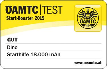 Портативний пусковий пристрій Dino KRAFTPAKET 12V-600A: для авто, мотоциклів та човнів. Підтримка різних типів акумуляторів (свинцево-кислотні, GEL, EFB, AGM). Ємність 66.6Wh, 18000mAh.