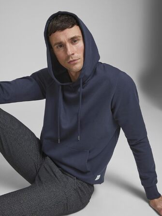Чоловічий худі Jack & Jones JJ Basic Noos темно-синього кольору, розмір M
