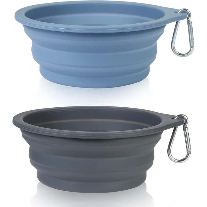 Складаний миска для собак SLSON, 2 шт. - портативна годівниця для тварин, для подорожей, сірий колір