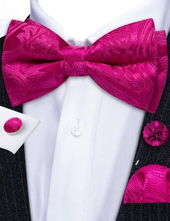 Тісний кравецький аксесуар Barry.Wang: краватка, хустинка та запонки в стилі 'Пlaid' (магента)