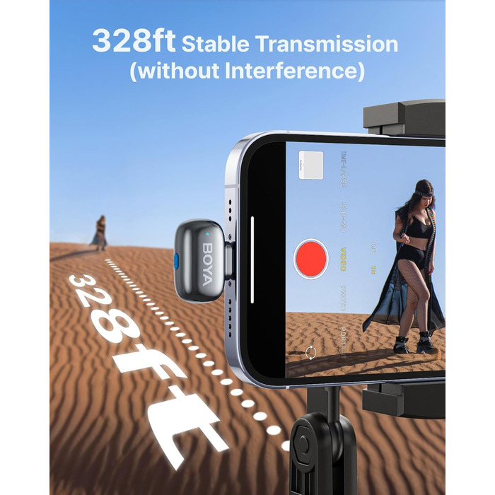 BOYA MINI 2: Портативний мікрофон з USB-C, 48kHz/24Bit, 100м, 30год, для iPhone, Android, Vlogging, YouTube, інтерв'ю (Space Silver)